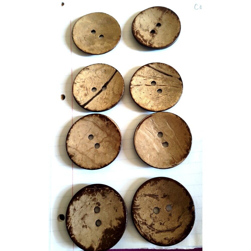 Natural Coconut 8 Buttons 2 in 2-Hole Big Round Brown Overcoat Crafts Large 2"